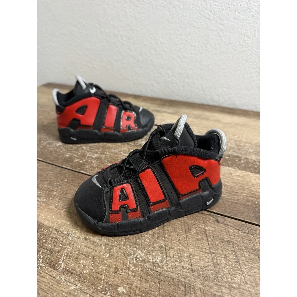 Nike Air More Uptempo DM0020-001 Black Red Toddler Kids Sneakers Shoes Size 8C